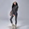 Conjunto de Dos Piezas para Mujer de Primavera y Otoño para Fitness Yoga, Top de Manga Larga con Cremallera y Cuello Alto, Pantalones de Yoga Ajustados de Cintura Alta, Conjunto Deportivo para Mujer
