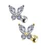 Pendientes Gaby con forma de hueso de oreja, aguja dorada, mariposa, diamante, personalidad, creativos, pequeños y frescos, puente de oreja, joyería para perforar uñas.