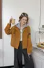 Jaqueta curta com zíper e capuz estilo coreano para uso externo, novo estilo outono e inverno 2026, jaqueta feminina versátil casual solta