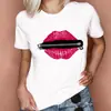 [Pelo mismo día] transfronterizo Camiseta para mujer casual estampado de patrón de acuarela en forma de corazón moda de verano para mujer linda