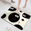 Tapete Fofo de Desenho Animado Bola de Carvão Preto para Banheiro de Terra de Diatomáceas, Absorvente de Água, Secagem Rápida, Antiderrapante, para Entrada de Banheiro, Uso Doméstico, Atacado em Estoque