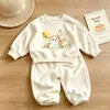 Amazon Set Dulce Infantil Primavera y Otoño Estrellas Niña Sudadera Bebé Pantalones de Chándal Dibujos Animados Lindo Conjunto de Dos Piezas Ropa Infantil