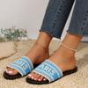 Sandalias Planas de Deslizamiento para Mujer, Estilo Nuevo, para Uso al Aire Libre, Sandalias de Playa con Letras para Mujer