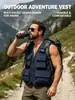 Chaleco de Trabajo Funcional con Múltiples Bolsillos de Marca Extranjera de Moda para Hombre, Ajuste Holgado Chaleco Táctico para Pesca al Aire Libre Fotografía