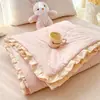 Versão Coreana de 2026 Renda Francesa Estampa Floral Mãe-Filho Algodão Puro Gaze Dupla Camada Colcha de Verão Estilo Princesa Fresco Colcha Refrescante de Verão
