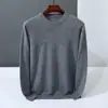 Suéter de Caxemira Outono e Inverno Masculino Gola Redonda Pulôver Cor Lisa Suéter Casual de Negócios Interno Solto Camisa de Base Tricotada