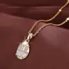 Moda Europeia e Americana Transfronteiriça Exquisito Pingente Geométrico Oval de Zircônia, Colar Fresco e Versátil, Venda Direta do Fabricante