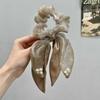 Cinta de Organza con Perlas de Corea del Sur Lazo para el Cabello de Celebridad de Internet Anillo para el Cabello de Intestino Grueso Femenino Elegante Cuerda para el Cabello de Cola de Caballo Tocado de Cuero