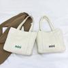 Bolso de Lona de Moda Transfronterizo para Estudiantes Universitarias, Bolso de Hombro Casual Estilo Coreano, Gran Capacidad, Bolso Tote Simple con Letras