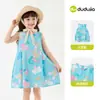 100% Algodón Vestido de Verano para Niña Dudu Home Cuello de Muñeca Vestido de Princesa Ropa de Verano Falda para Niña