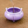 Quemador de incienso de tres patas color morado lila del fabricante para uso doméstico, porta incienso para interiores, base vintage para varillas de incienso, quemador de incienso estilo chino