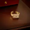 Anillo Geométrico Abierto Minimalista de Circonita Lujo Niche Gama Alta Anillo para Dedo Índice Moda Versátil Joyería al por Mayor