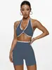Conjunto de Dos Piezas de Ropa Deportiva de Nylon Sin Costuras Europeo y Americano, Sujetador Deportivo, Pantalones de Yoga, Running, Fitness, Deporte, Yoga