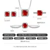 Transmissão ao vivo popular pedra preciosa colorida diamante de alto carbono corte flor de gelo quadrado princesa conjunto de embalagem anel brincos colar pulseira ouro real galvanizado