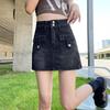 Saia Jeans Curta Feminina Personalizada Slim de Cintura Alta Estilo Retro Hong Kong Saia Jeans Primavera e Verão Nova Anti-Luz