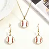 En Stock Moda Deportiva Colgantes de Pelota Pendientes Conjunto de Collar Accesorios Creativos de Fútbol Baloncesto Béisbol Rugby