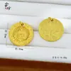 Amuleto Budista Amarillo del Dios de la Riqueza Colgante de Cobre Chapado en Oro con Relieve Grabado y Borla, Cadena para Suéter de Nuevo Estilo Chino