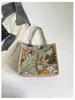 Bolsa de Mão com Bordado de Lantejoulas Moda Verão 2026 para Mulheres, Grande Capacidade, Estilosa, Simples, Design de Nicho Bolsa Tote