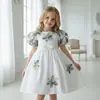 Exclusivo transfronterizo para vestidos formales de niña, mangas abullonadas, lazos, vestidos de princesa, temporada de bodas, vestidos de princesa para damas de honor, vestidos franceses
