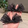 Coreano Organza Bow Hairpin Pair Clip Clipe Lateral Elegante Girl Duckbill Clip Boutique BB Clip Acessórios para o Cabelo