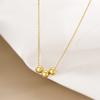 Bajo el árbol baniano plata S925 simple collar de tres cuentas redondas para mujer estilo ins coreano cuentas de transferencia de frijoles cadena de clavícula que combina con todo