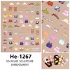 Redanco5D Relieve Popular Pegatina para Uñas Caricatura Lindos Overoles Calcomanía Estéreo para Uñas He1267