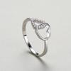 Anillo Doble Corazón de Plata de Ley s925 para Mujer Estilo Japonés y Coreano Anillo Simple Corazón de Niña Índice con Microdiamantes Pieza de Mano de Lujo Ligero Corazón de Amor