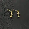 Pendientes de Cruz Plateados Tailandeses de Moda con Chapado en Oro de 22K Pendientes con Aguja de Plata de Ley Pendientes Exagerados de Nicho de Alta Gama Europeos y Americanos