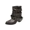 Botines de estilo coreano, nueva colección 2026, botines de moda para otoño con punta redonda, cordones frontales, tacón grueso y color liso, diseñados para mujer