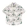 Camisa masculina de manga curta solta de verão de alta qualidade com caimento, estilo ruffian moderno, estampa em aquarela, não amassa, estoque atual da moda