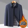 Jaqueta Engrossada com Algodão Plus para Outono e Inverno para Homens de Meia-idade e Idosos, Roupas Quentes de Algodão Estilo Casual de Negócios, Peça de Roupa Externa Solta Estilo Pai para Homens