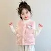 Chaleco de Felpa con Dibujos para Niña Otoño Invierno 2026 Nuevo Estilo Bebé Niña Dulce Elegante Cálido Ropa de Invierno Ropa Exterior para Niños