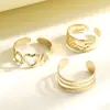 Nuevo Diseño de Corazón Hueco, Anillo de Dedo Abierto Simple de Tres Capas, Anillo de Articulación, Conjunto de 3 Piezas de Anillo de Pie para Playa, Tobillera de Deseo Puro