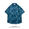 Camisa de Manga Corta de Nicho Ins de Moda para Hombre Verano Casual Playa Estampada Street Holgada Top de Media Manga