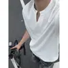 Chaleco deportivo de punto texturizado con cuello en V para hombre, camiseta sin mangas casual de verano, camiseta sin mangas holgada estilo americano para gimnasio