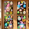 Homem Velho de Páscoa com Barba Longa Desenho Animado Colorido Decoração de Loja Atmosfera Adesivos Eletrostáticos para Vidro de Portas e Janelas Flores