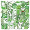 50 Itens Verdes Adesivos de Grafite Cartoon para Decorar Caderno DIY Papelaria Mala Anotações Adesivos à Prova d'Água
