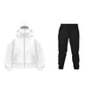 Nova Temporada Moletom com Capuz Duplo e Zíper DIY Liso Masculino Feminino Outono Inverno Conjunto de Calça de Moletom com Capuz e Zíper para Casal