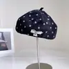 Boina de lunares estilo retro de Hong Kong para mujer, sombrero versátil de moda otoñal para artista con encanto artístico, sombrero de calabaza