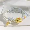 Pulsera de Doble Capa Flor de Durazno Doble Nudo Pulsera Tejida a Mano Xiaohongshu Cuentas Portables Passepartout Dorado Cuentas de Transferencia