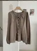 KEKEZOON Blusa de Manga Larga con Cuello en V, Parche de Encaje de Hojas, Patchwork, Color Sólido, de Botones, Top 8608