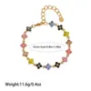 Melhor Venda na Amazon Moda Transfronteiriça Colorido Diamante Flor de Trevo Aço Titânio Colar, Versátil Aço Inoxidável Pulseira Atacado