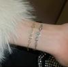 Pulsera de Aleación, de Alta Gama, Lujo Ligero, Pulsera Geométrica con Cordón de Circonita, a la Moda, Versátil, Lujo Ligero, Joyería de Mano Simple y Exquisita para Mujeres