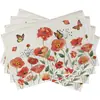 Mat de aislamiento impermeable con estampado a una cara de lino, estilo floración de tulipán y girasol, temática de flores y pájaros, nuevo de verano, transfronterizo de Temu