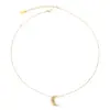 Diseño de Nicho Moda Europea Americana Perla de Agua Dulce Natural Larga Luna Simple Cadena para Clavícula Collar en Capas para Mujer
