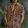 Camisa de Manga Corta para Hombre Amazon Comercio Exterior Nueva Estampado Digital 3D Casual Holgada Recta Moda Estilo Hawaiano