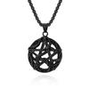 Collar transfronterizo retro europeo y americano de acero de titanio con estrella de cinco puntas enrollada en pitón, colgante de pentagrama de Satanás, accesorios de nicho