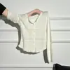 Nueva prenda exterior calada de estilo inspirado en Chanel, cárdigan de punto de manga larga para mujer, chaqueta nicho de longitud hasta el hombro, top de otoño