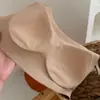 Ropa Interior de Base Líquida Estilo Nuevo para Mujer, Sujetador de Recogimiento para Pecho Pequeño Anti-Caída, Lencería Sin Costuras con Tirantes de Seda Hielo Cruzados en la Espalda