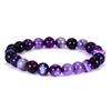 Pulsera de Piedra Colorida de Moda Caliente Transfronteriza Distintiva Versátil Ágata Rayada Morada con Cuentas para Mujer